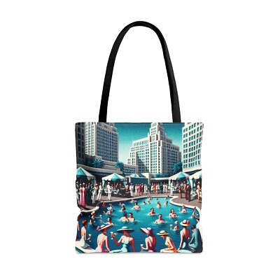 #ad Tote Bag All Over Print Retro 40s 50s Pool Party Las Vegas Resort Classy Unique $27.20