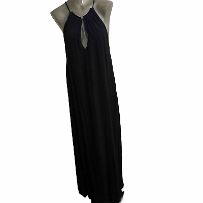 #ad Stillwater Women’s Size Small Maxi Black Dress High Side Slits Beach Dress Halte $65.05