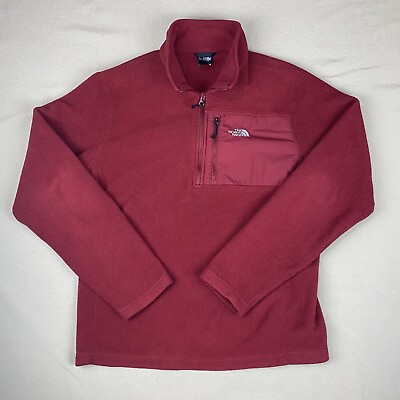#ad The North Face 1 4 Zip Pullover Mens Large Red Fleece Jacket Quarter Zip $31.38
