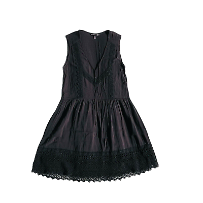 #ad Victorias Secret Sleeveless Little Black Dress XS Tiered Lined Lace Trim V Neck $15.38