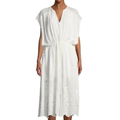 #ad ASTR The Label Ivory White Eyelet Lace Boho Dress Midi NEW Sz Large $32.99