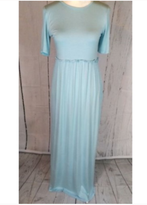 #ad Womens Robin Egg Blue Maxi Dress Short Sleeves The Skirt Outlet Sz XL NWT $25.00