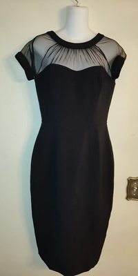 #ad Pre owned Women#x27;s Amazing Maggy London Party Cocktail Black Midi Dress Size 6 $49.00