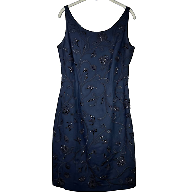 #ad #ad Carmen Marc Valvo Beaded Embroidered Sleeveless Cocktail Black Dress Size 10 $29.00