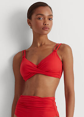 MSRP $84 Ralph Lauren Twist Front Underwire Bikini Top ONLY Red Size 16 $38.00