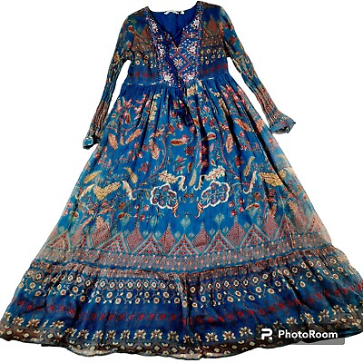 #ad Soft Surroundings Dress Womens M Mirapana Maxi Flowy Boho Chic Festival Tassel $30.99