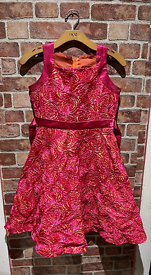 #ad KidsGirls Formal Zip Up Dress Floral Pattern HotPink amp; Orange Sleeveless Size 16 $10.00