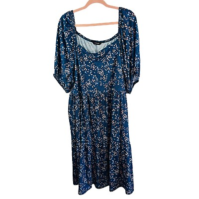 #ad Heart Yours Navy Ditzy Floral Tiered Maxi Dress Size 3X 4X $32.99