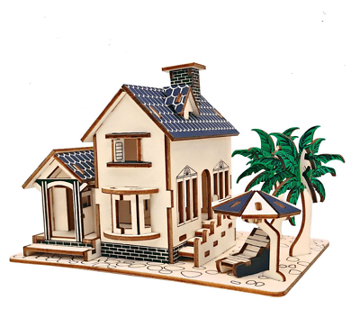 1set DIY Beach House 3D Wooden Puzzle 88pcs laser cut kit for kid gift Home game $23.99