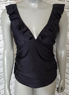 #ad Ruffle Maternity Swimsuit One Piece V Neck Pregnancy Lace Up Womens Size Large $11.00