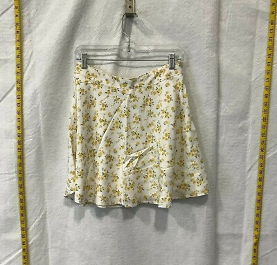#ad Holister California Womens Floral Elastic Waist Casual Ivory Mini Skirts Size M $27.99
