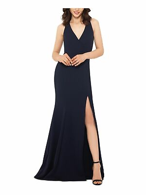 #ad XSCAPE Navy Blue Mermaid Slit Formal Evening Dress Size 8 NWT $259 $44.99