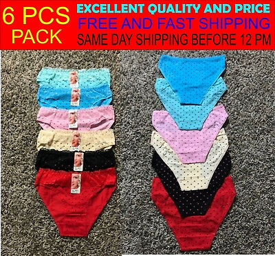 #ad 6 PCs Women Ladies Lace Bikini Panties Bikini Briefs Underwear Pick your size $12.95