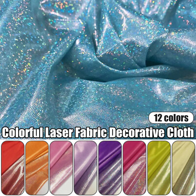 Colorful Glitter Laser Holographic Polyester Fabric DIY Dress Coat Clothes Craft $9.98