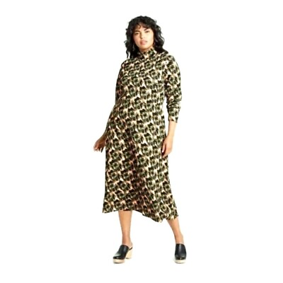 #ad Rachel Comey x Target Green Black Abstract Print Mock Neck Maxi Dress 2X EUC $29.99