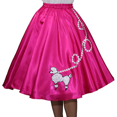 New Fuchsia Satin 50#x27;s Poodle Skirt Adult Size Medium Waist 30quot; 36quot; Length 25quot; $31.95