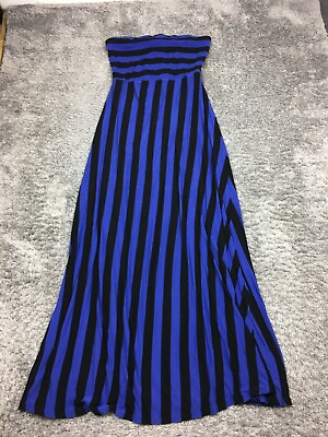 Mossimo Sleeveless Dress Womens Size Medium Blue Black Striped Long Sleeveless $16.55