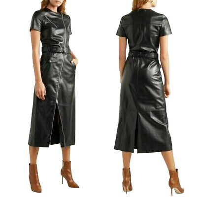 #ad #ad Best Ladies Designer Genuine Leather Dresses Buy Trendy Women Dress Black Dress $152.99