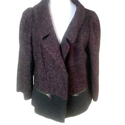 #ad #ad Nordstrom Size L Women#x27;s Tweed Wool Blazer Jacket Zip Pockets Burgundy $31.50