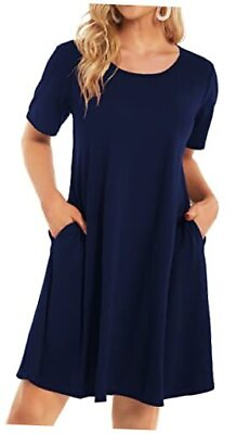 #ad Womens Summer Dresses Beach Casual Tshirt Plus Size Floral Medium 01 Navy Blue $34.63