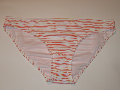 #ad Xhilaration Cheeky Striped Bikini Swim Bottoms XL White Pink NWT $12.99