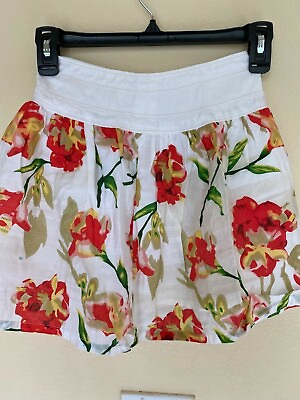 Girls cute medium skirts size 6 color white with red flowers lined $15.99