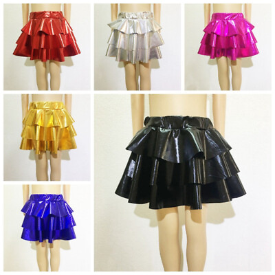 #ad Kids Girl Tutu Layered Tiered Costume Fancy Dress Shiny Pleated Frill Skirt $25.61