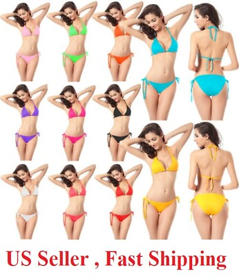 Sexy Women Brazilian Bikini Scrunches Butt Swimwear 2 Pcs Set Lady Swimsuit $9.95