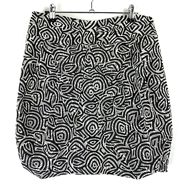 #ad Eva Franco Anthropologie Womens Black White Geometric Print Bubble Mini Skirt 8 $24.99