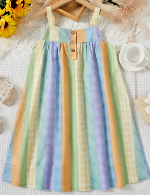 #ad Boutique Girls Trendy Boho Striped Dress Vacation Loose Comfy Cami Style NEW $12.55
