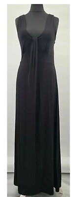 #ad Body flirt long black maxi Dress UK S low front v neck stretchy sleeveless 22 GBP 19.99