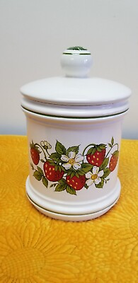 #ad Vintage Sears and Roebuck ‘STRAWBERRY FIELDS#x27; Large Kitchen Canister 70s $12.31