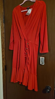 Womens ECI New York Red Dress With Buttons Ruffle Size XL $20.00
