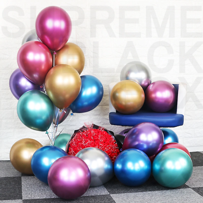 #ad 50 Mixed Metallic Balloons Chrome Shiny Latex 12quot; Thicken For Wedding Party Baby $6.99