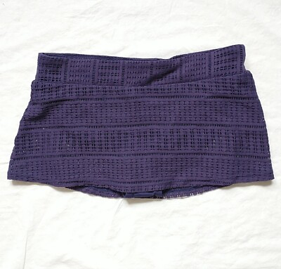 #ad Anne Cole Signature Skirtini Bikini Bottom SwimSkirt M Purple Crochet Eyelet New $7.26