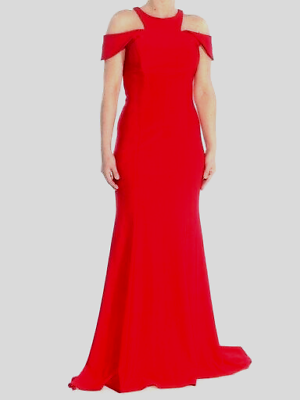 XSCAPE Cold Shoulder Halter Full Length Evening Dress Size: 12 Orig $229.00 $89.99