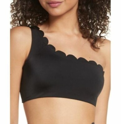 #ad Chelsea 28 Women#x27;s Scalloped One Shoulder Bikini Top Black Small MSRP $49 $12.25
