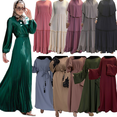 #ad Women Long Maxi Dress Abaya Muslim Dubai Kaftan Party Cocktail Abayas Arab Gown $39.55