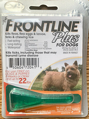 #ad Frontline Plus for Dogs 0 22 lb Fipronil kills fleas amp; ticks Single Dose $10.00