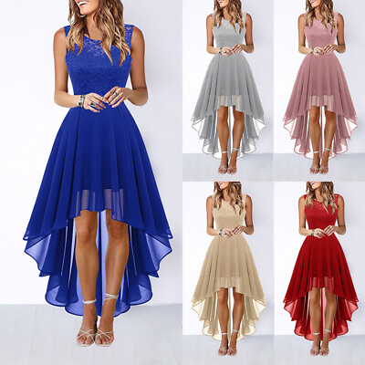 #ad ✿Women Sexy Chiffon Evening Ball Gown Ladies Prom Cocktail Party Lace Midi Dress $23.99
