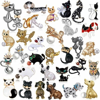 Charm Women Animals Crystal Puppy Dog Cat Brooch Pin Cute Party Jewelry Hot Gift C $1.54