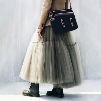 Long Tulle Skirt for Women Black Gothic Pleated Skirt Casual Party Summer Winter $35.21
