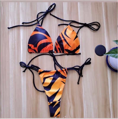 #ad #ad Miiaswim Tiger Print String Bikini Orange Black Size Large $36.00