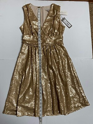 Womens New York and Company Dress Eva Mendes Gold Sequin Cocktail Size XS New. $31.00