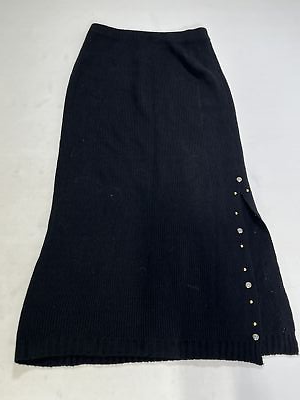 #ad Womens Unbranded Black Long Half Slit Skirt One Size NEW $29.99