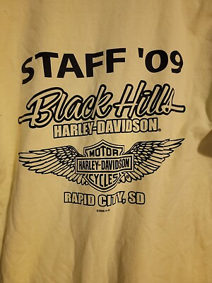 #ad 2 Men#x27;s Harley Davidson staff 08 and 08 T Shirts black hills harley Size Medium $15.00