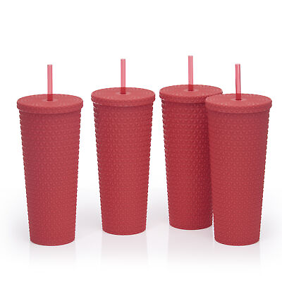 #ad Red 4pk 26oz DW AS Plastic Soft Touch Textured Cute Tumbler 4.09x4.09x8.94 Inch $22.04