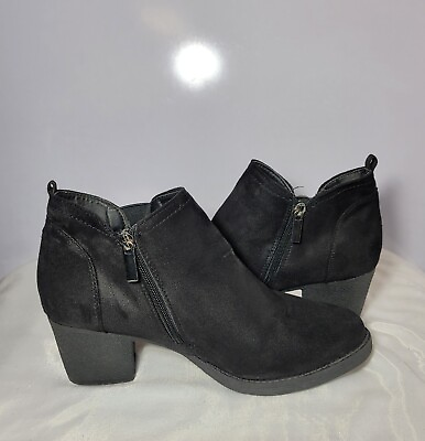 Avenue Women#x27;s Size 10W Black Ankle Faux Suede Boots $40.00