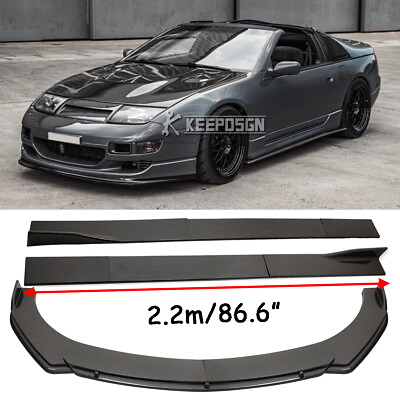 #ad Carbon Look Front Bumper Lip Splitter 86.6quot; Side Skirt For Nissan 300zx 350z $159.41
