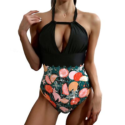 #ad Women One Piece Sexy Halter Push Up High Waist Monokini Swimsuit Swimwear Bikini $20.99